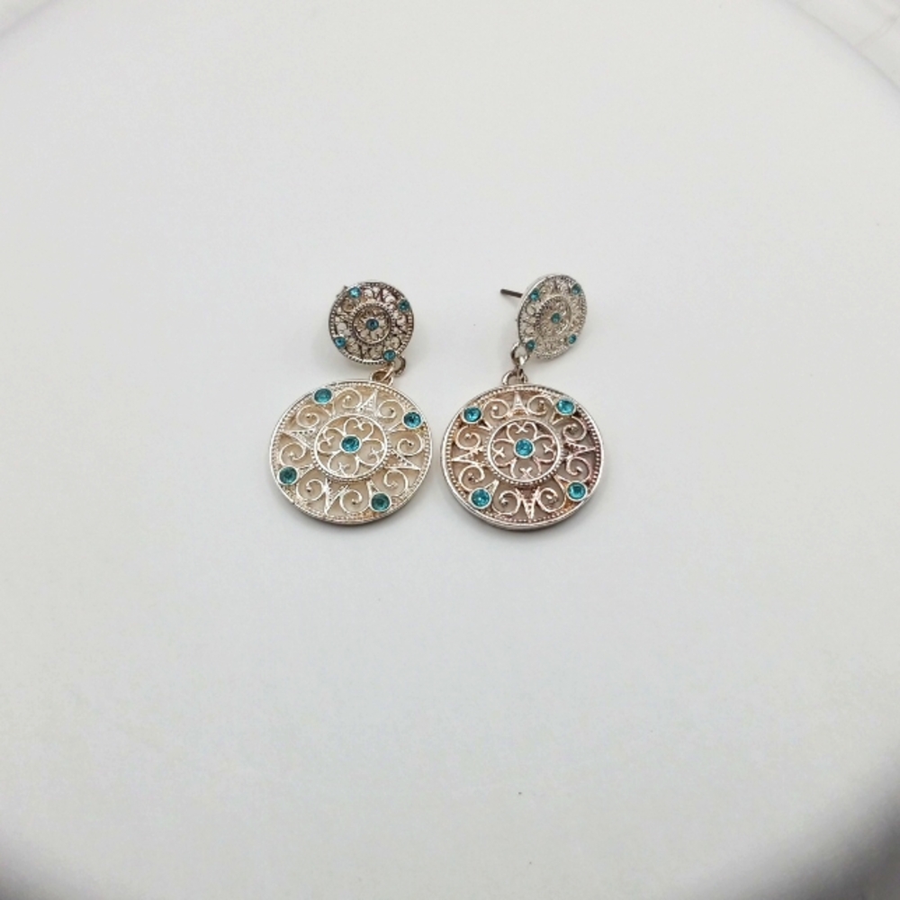 Silver and Blue Stone Earrings